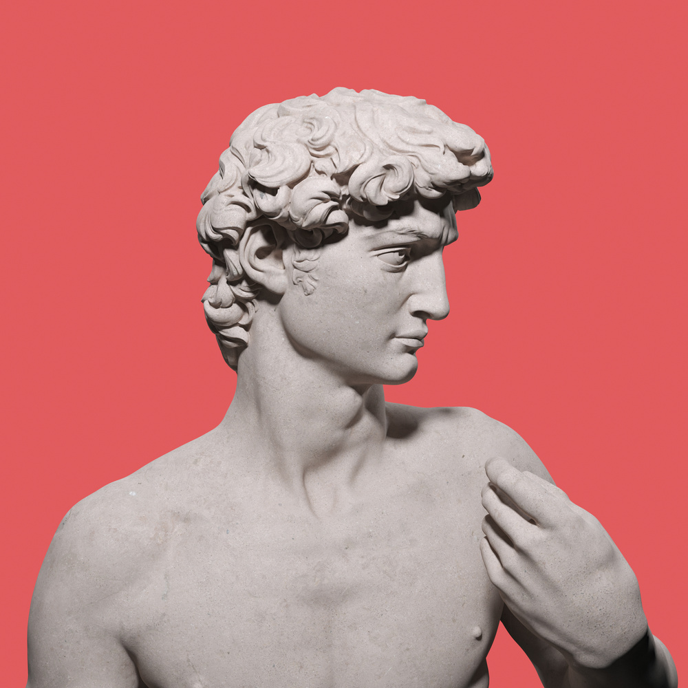 Statue of David in Profile. Antique Sculpture Isolated. 3D Rende